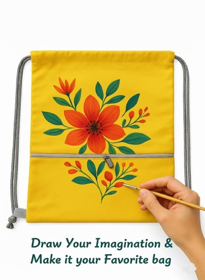 Lify Cotton Canvas Drawstring Backpack with Zippered Pockets - Gym, Travel & Outdoor Cinch Sack for Men, Women & Kids (1 Piece) (Navy Blue) - Image 5