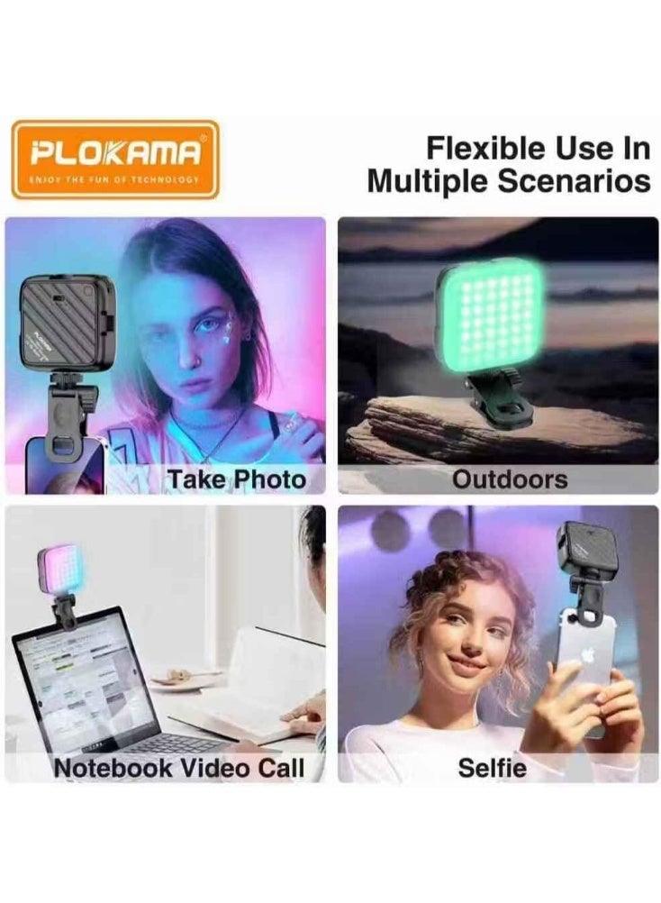 بلوكاما مصباح الهاتف المحمول Plokama U80 Pro LED RGB - لتصوير الفيديو - صغير الحجم للهواتف المحمولة + 12 لون إضاءة مختلف للتصوير الفوتوغرافي الاحترافي. - Image 2
