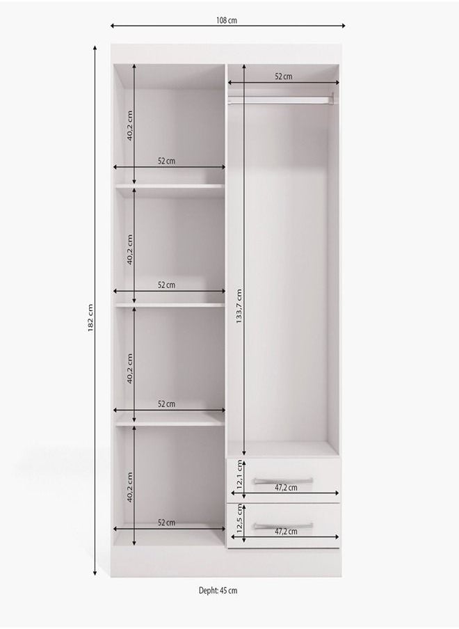 Home Box Londrina 4-Door 2-Drawer Young Wardrobe With 2 Mirrors 45 x 182 x 108 cm  - Image 4