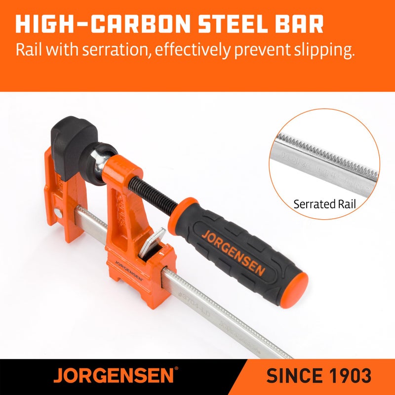 Jorgensen 6 inch Bar Clamp Set, 4 Pack Steel F Clamp Light Duty, 300 lbs Load Limited, for Woodworking, Metalworking, DIY - Image 4