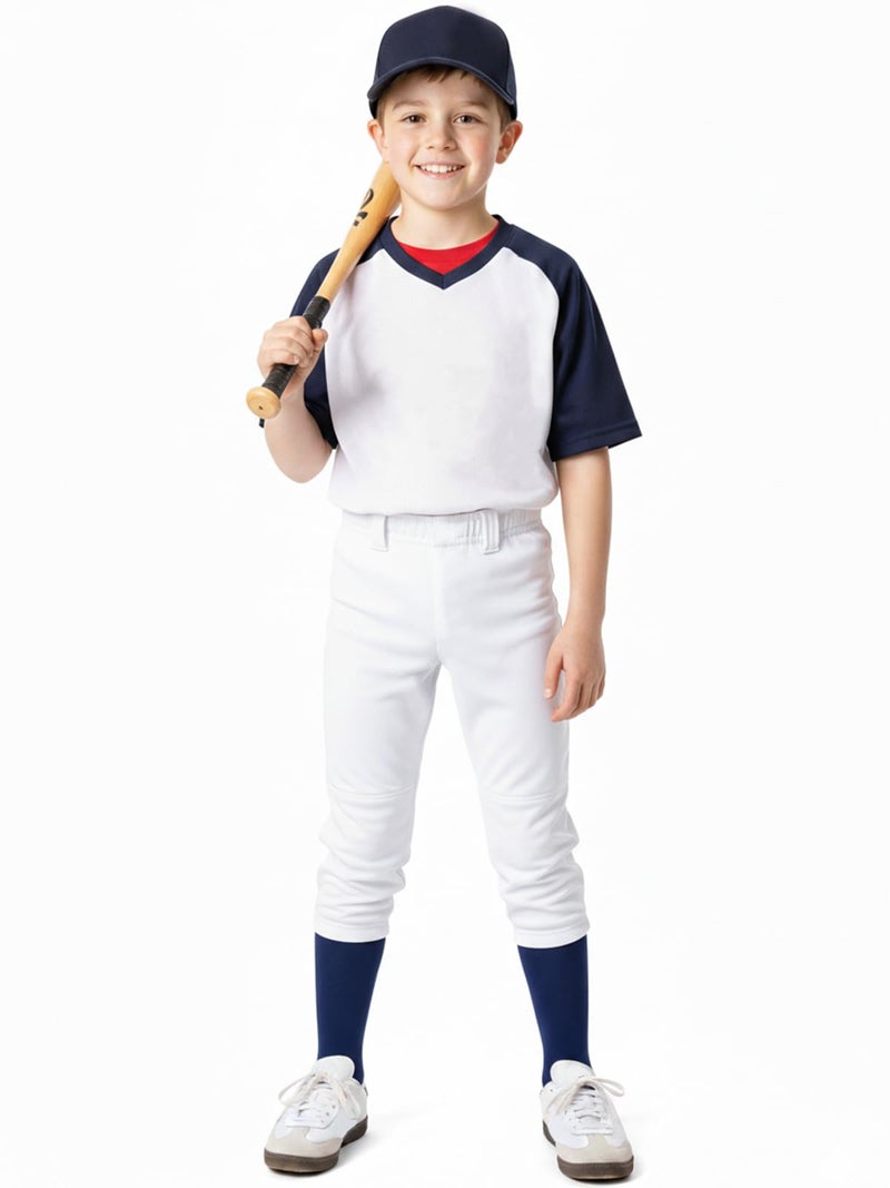DEVOROPA 2T/3T/4T/5T to Big Kids Youth Boys Baseball Pants Girls Softball Pants Fast Pitch Tee Ball Practice Pants Pockets White 4T - Image 1