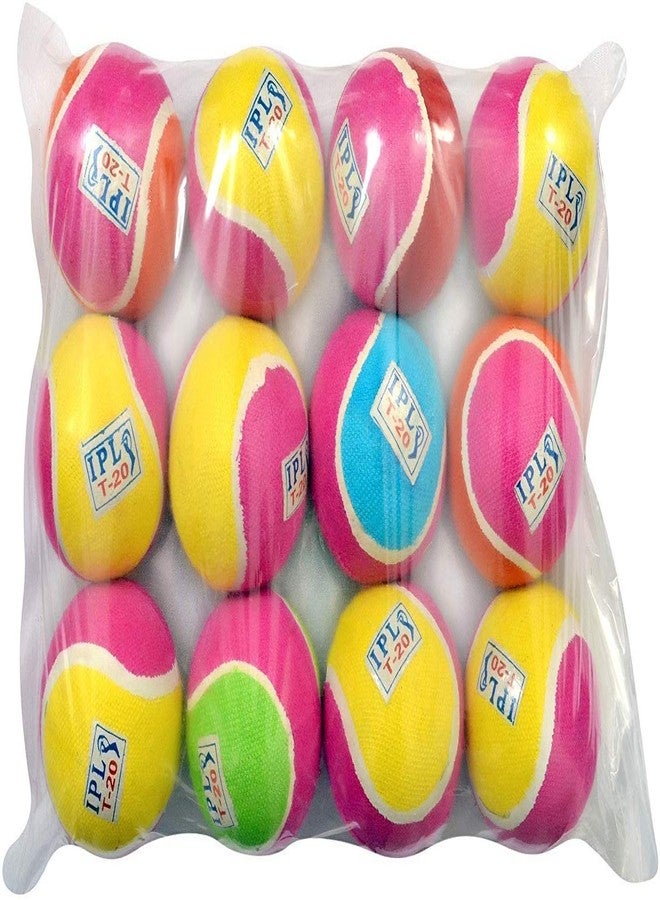 V4L Rubber Light Weight Green Cricket Tennis Ball, Pack of 12, Multicolor , Standard Size - Image 1