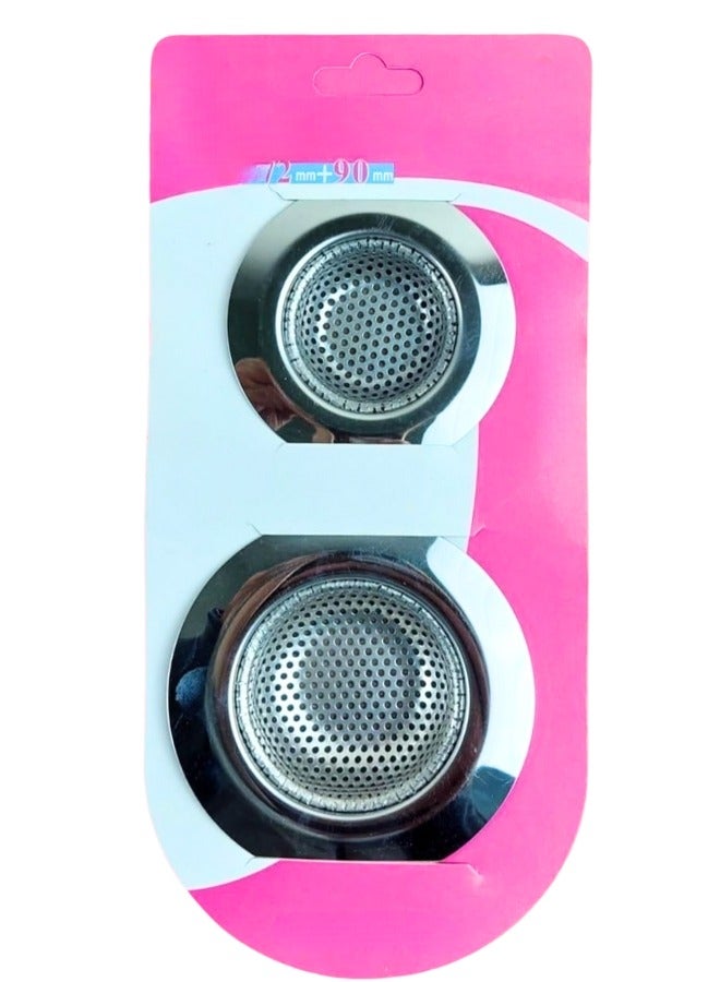2Pcs Kitchen Sink Strainer Stainless Steel Hair Catcher Strainer Basket for Kitchen Sink Bathroom Tub Wash Basin Balcony Drain Hole 7.2cm 9 cm - Image 1