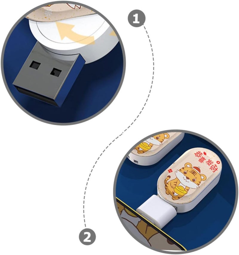 HOMSFOU 64 جيجابايت وحدة تخزين فلاش USB على شكل قلم، مزينة بنمط نمر السنة الصينية الجديدة، وحدة ذاكرة USB فريدة لتخزين البيانات على الكمبيوتر واللابتوب - Image 3