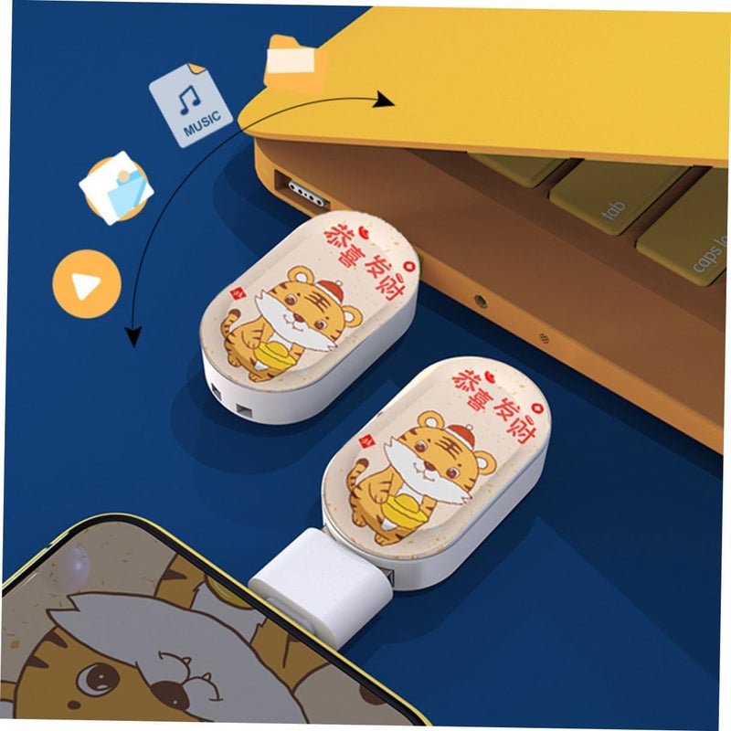 HOMSFOU 64 جيجابايت وحدة تخزين فلاش USB على شكل قلم، مزينة بنمط نمر السنة الصينية الجديدة، وحدة ذاكرة USB فريدة لتخزين البيانات على الكمبيوتر واللابتوب - Image 5