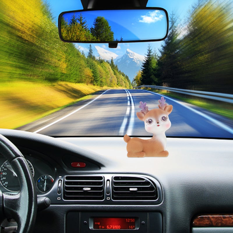 🚗 تمثال صغير من الراتنج بشكل غزال كرتوني للزينة الداخلية للسيارة - Image 2