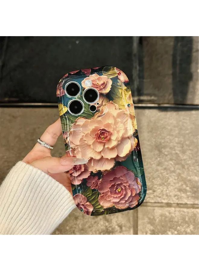 غلاف هاتف مزين برسومات زيتية للأزهار بألوان مختلطة متوافق مع iPhone 12 Pro Max - Image 4