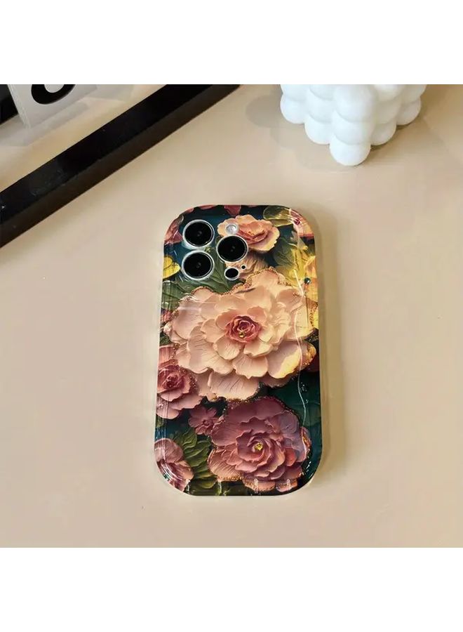 غلاف هاتف مزين برسومات زيتية للأزهار بألوان مختلطة متوافق مع iPhone 12 Pro Max - Image 5