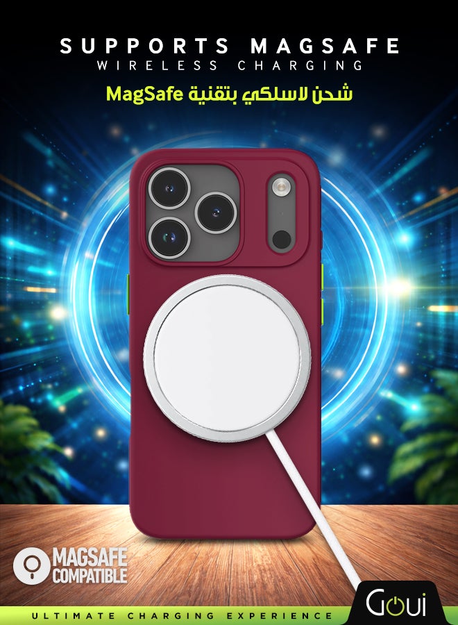 Goui iPhone 17 Pro Case | Full-Coverage | MagSafe | Wireless Friendly | Colorful | Soft Touch | Magnetic Design for Maroon Red - Image 3