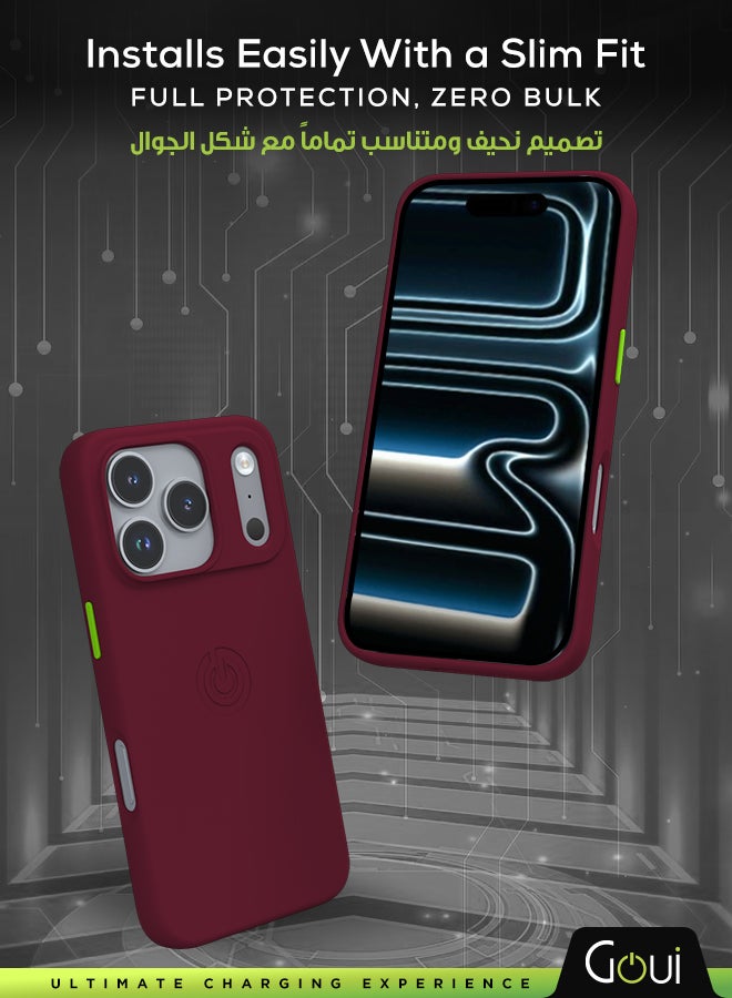 Goui iPhone 17 Pro Case | Full-Coverage | MagSafe | Wireless Friendly | Colorful | Soft Touch | Magnetic Design for Maroon Red - Image 2