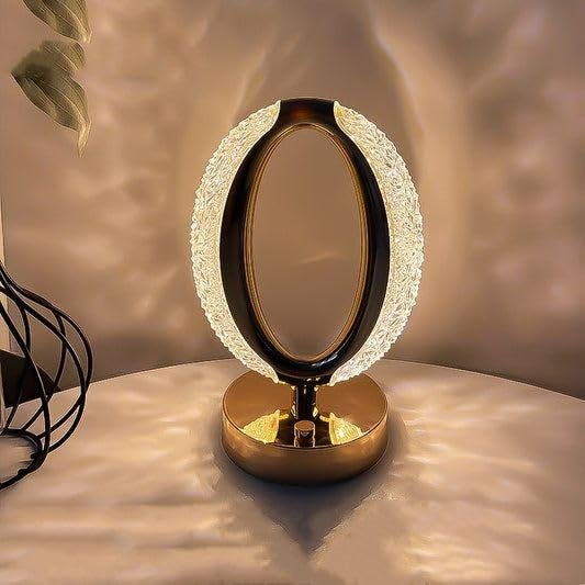 The Flair Store™ Crystal Diamond Table Lamp, Touch Control, 3 Way Dimmable, USB Rechargeable, Night Stand Light for Bedroom, Living Room 3-Modes LED Light (Oval Shape) - Image 1