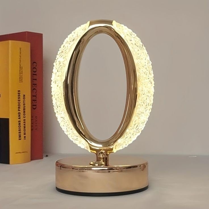 The Flair Store™ Crystal Diamond Table Lamp, Touch Control, 3 Way Dimmable, USB Rechargeable, Night Stand Light for Bedroom, Living Room 3-Modes LED Light (Oval Shape) - Image 3