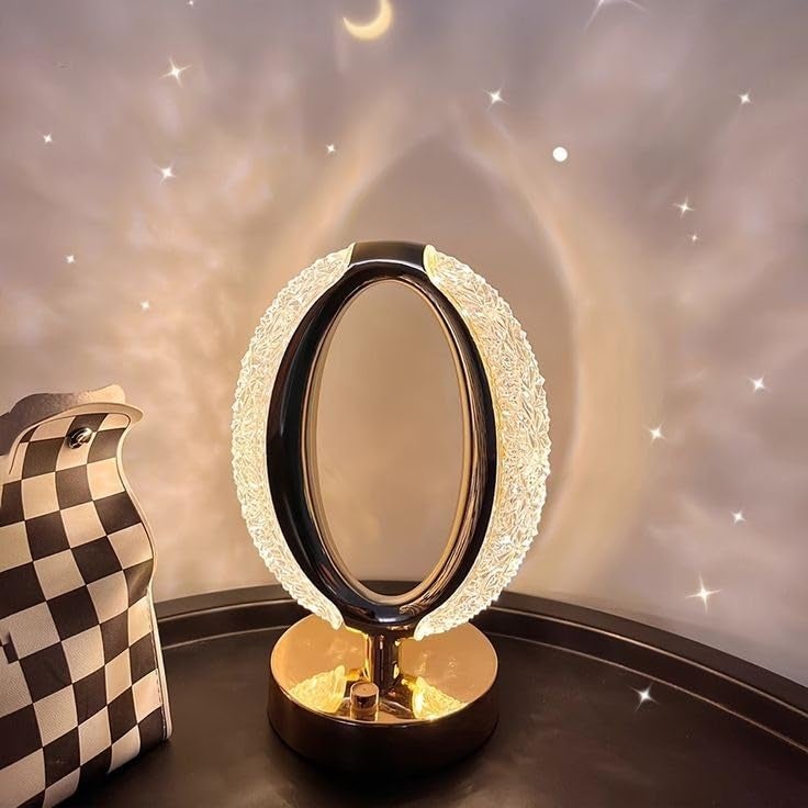 The Flair Store™ Crystal Diamond Table Lamp, Touch Control, 3 Way Dimmable, USB Rechargeable, Night Stand Light for Bedroom, Living Room 3-Modes LED Light (Oval Shape) - Image 4