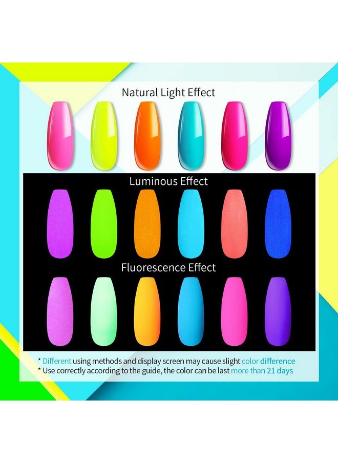 UR SUGAR - Glow In The Dark Gel Nail Polish Set Halloween Neon Hot Pink Yellow Orange Bright Luminous Gel Polish Set Fluorescent 6 Colors Glow In Dark Effect Soak Off Nail Polish Kit For Party Nails - Image 1
