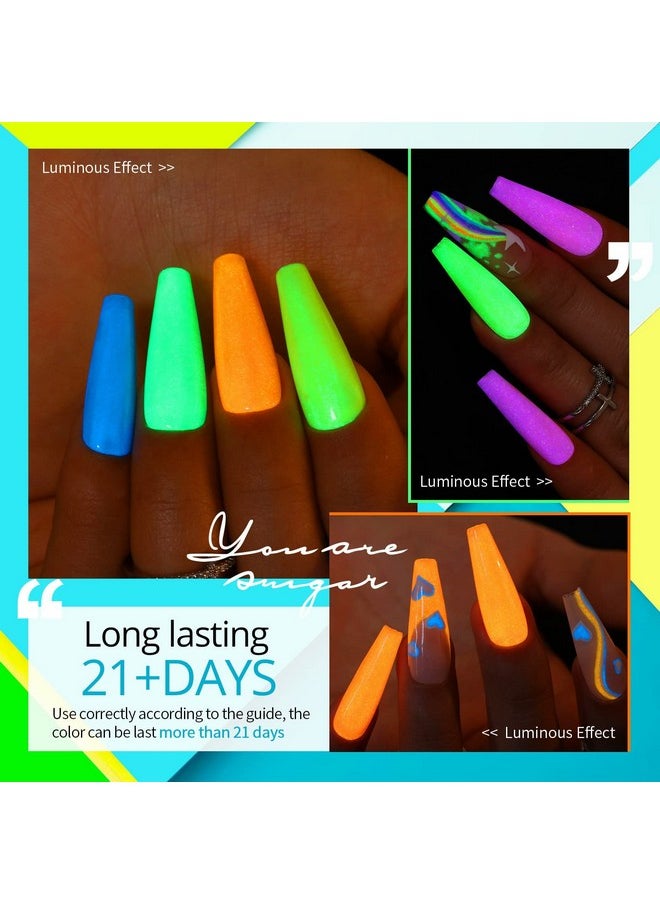 UR SUGAR - Glow In The Dark Gel Nail Polish Set Halloween Neon Hot Pink Yellow Orange Bright Luminous Gel Polish Set Fluorescent 6 Colors Glow In Dark Effect Soak Off Nail Polish Kit For Party Nails - Image 1