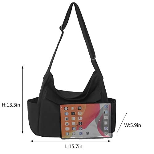 PRAGARI Canvas Messenger Bag Crossbody for Women Black Shoulder Aesthetic Laptop Tote Bag Hobo Large Cute School Travel Vintage Multiple Pockets - Image 5