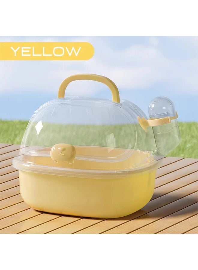 Yellow Portable Hamster Cage Breathable Design Transparent View Includes Small Water Bottle - Image 1