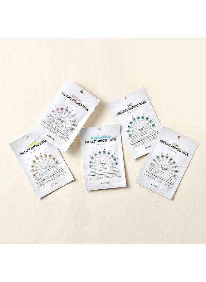 Eunyul [Pack Of 10] One Shot Ampoule Sheet Mask Pack [5Types X 2Pcs] Vitamin Collagen Cica Aloe Hyaluronic Acid Face Mask Beauty  - Image 4