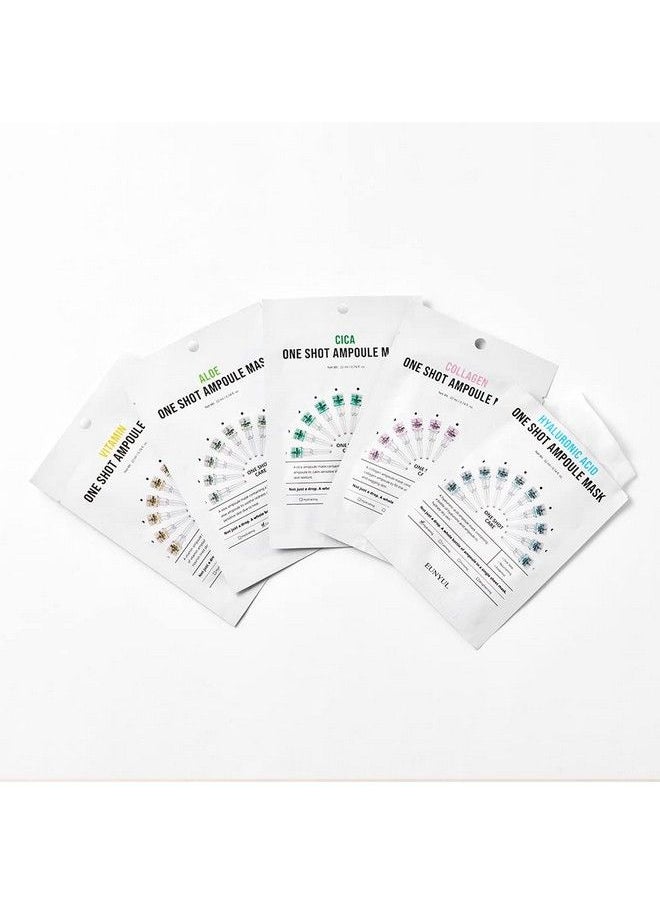 Eunyul [Pack Of 10] One Shot Ampoule Sheet Mask Pack [5Types X 2Pcs] Vitamin Collagen Cica Aloe Hyaluronic Acid Face Mask Beauty  - Image 5