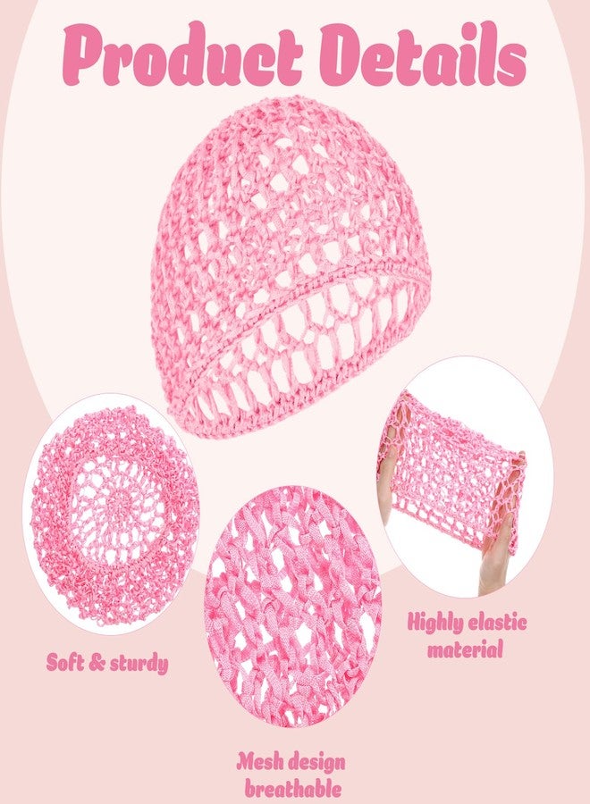 Matwsec 4 Pcs Hair Nets Wrap Cap for Sleeping Shower Crochet Mesh Wrap Caps for Silk Press Wig Protection Soft Reusable Hairwrap for Keep Curls Ballet Bath Women Quick Weave Hair Net for Cosplay - Image 3