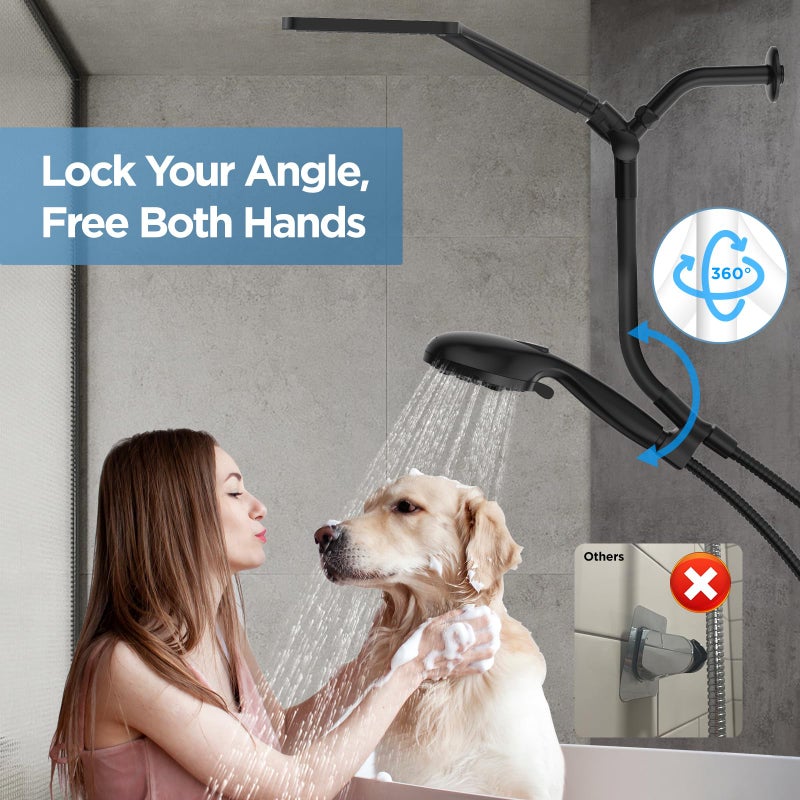 MakeFit Dual Handheld Shower Head Combo, 2-in-1 Rain Shower Heads System Wide Rainfall Shower Head and 10 Modes High Pressure Hand Held Showerhead with Built-in Power Wash - Image 4