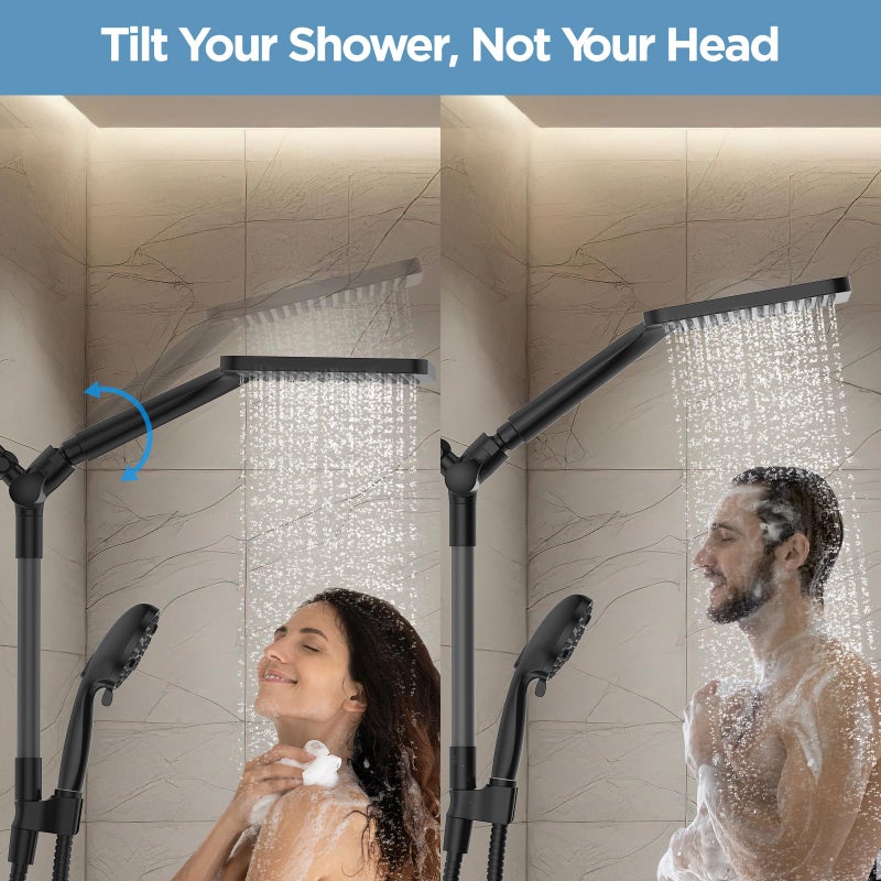 MakeFit Dual Handheld Shower Head Combo, 2-in-1 Rain Shower Heads System Wide Rainfall Shower Head and 10 Modes High Pressure Hand Held Showerhead with Built-in Power Wash - Image 3