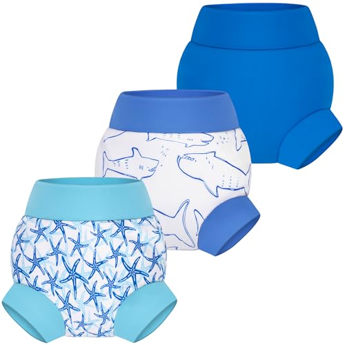 BIG ELEPHANT Reusable Baby Swim Diapers - 3 Pack for Boys – Adjustable, Easy to Wash, Soft & Waterproof, 12-24 Months - Image 1