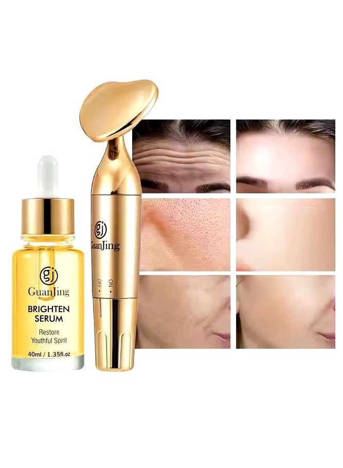GUANJING Skin Care Set  Brighten Serum With Electric Facial Massager - Image 2
