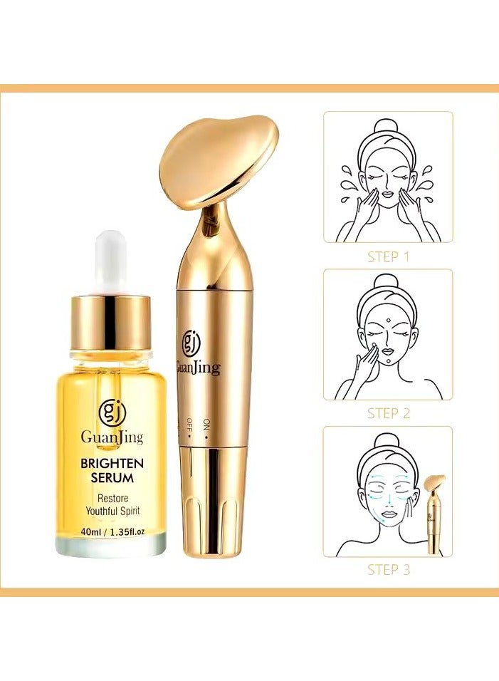 GUANJING Skin Care Set  Brighten Serum With Electric Facial Massager - Image 4