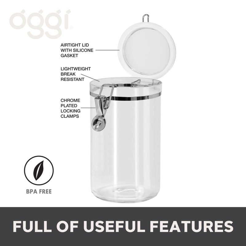 Oggi Large Clear Canister with Clamp Lid  72 oz - Large Airtight Food Storage Container  for Kitchen & Pantry Storage of Bulk  Dry Foods  Pasta  Flour  Sugar  Coffee  Rice  Tea  Spices & Herbs - Image 2
