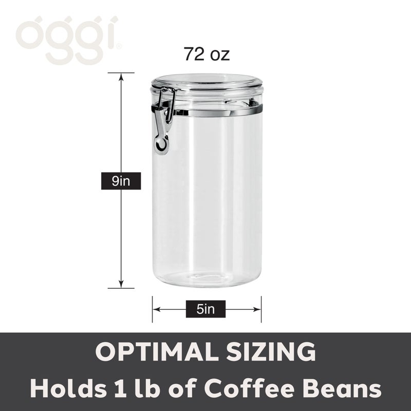 Oggi Large Clear Canister with Clamp Lid  72 oz - Large Airtight Food Storage Container  for Kitchen & Pantry Storage of Bulk  Dry Foods  Pasta  Flour  Sugar  Coffee  Rice  Tea  Spices & Herbs - Image 5