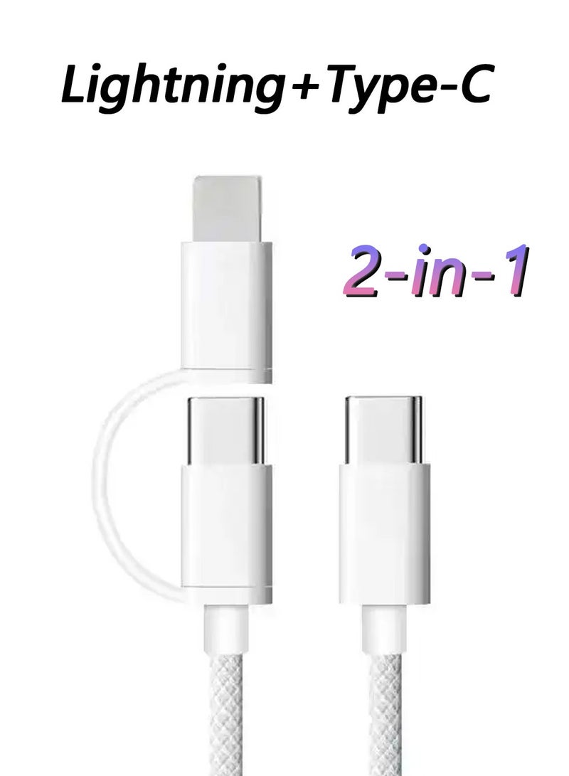 X-level 2 in 1 Fast Charger Braided USB C Cable for iPhone 16/Samsung S25Ultra PD Fast Charging Cable 2-in-1 PD 60W 20W Data Cable  - Image 1