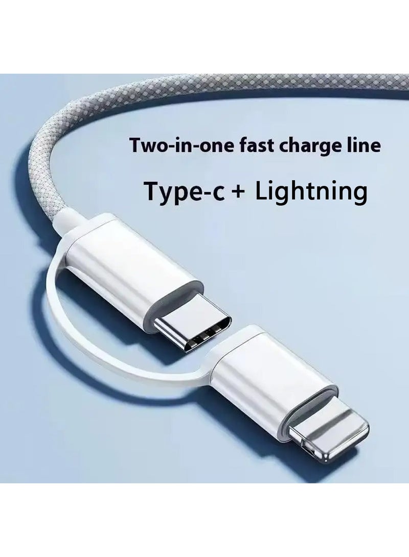 X-level 2 in 1 Fast Charger Braided USB C Cable for iPhone 16/Samsung S25Ultra PD Fast Charging Cable 2-in-1 PD 60W 20W Data Cable  - Image 4