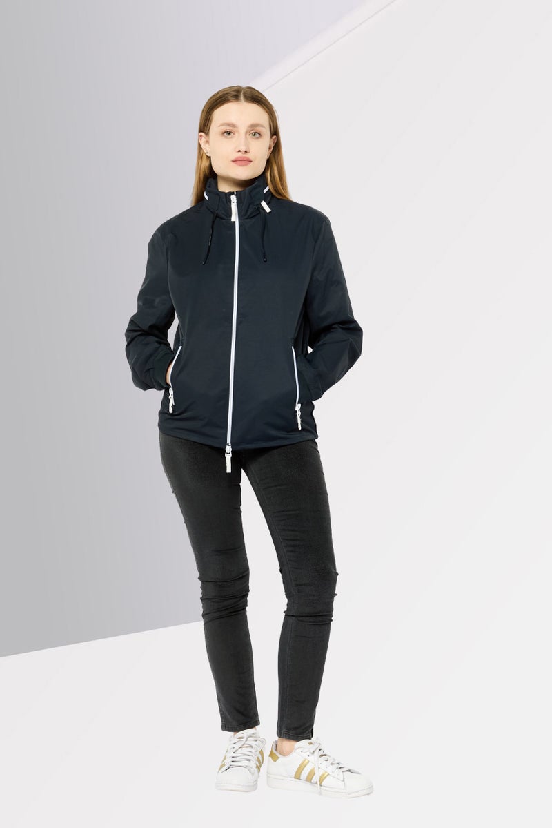 Women Brand Logo Parka Jacket, Navy