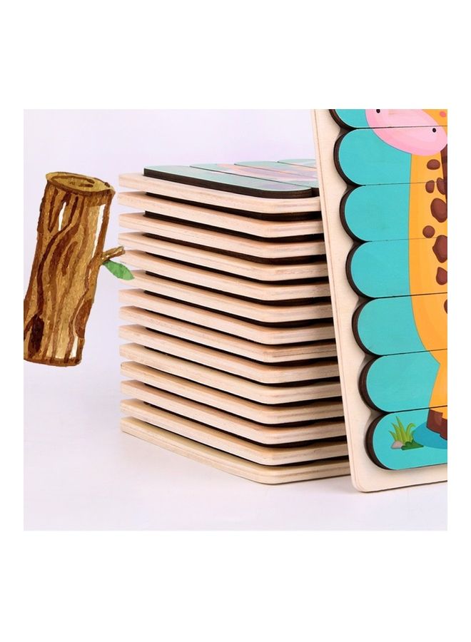 مجموعة أحجية قطع تركيب الصور مزدوجة الأوجه بتصميم رسومات كرتونية للخضراوات والفاكهة من الخشب - Image 3