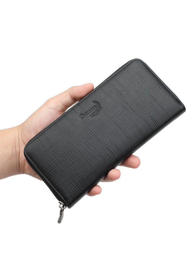 Crocodile Toothpick Grain Top Layer Cowhide Men's Premium Clutch Long Wallet Card Holder Handbag Gift 3087 - Image 4