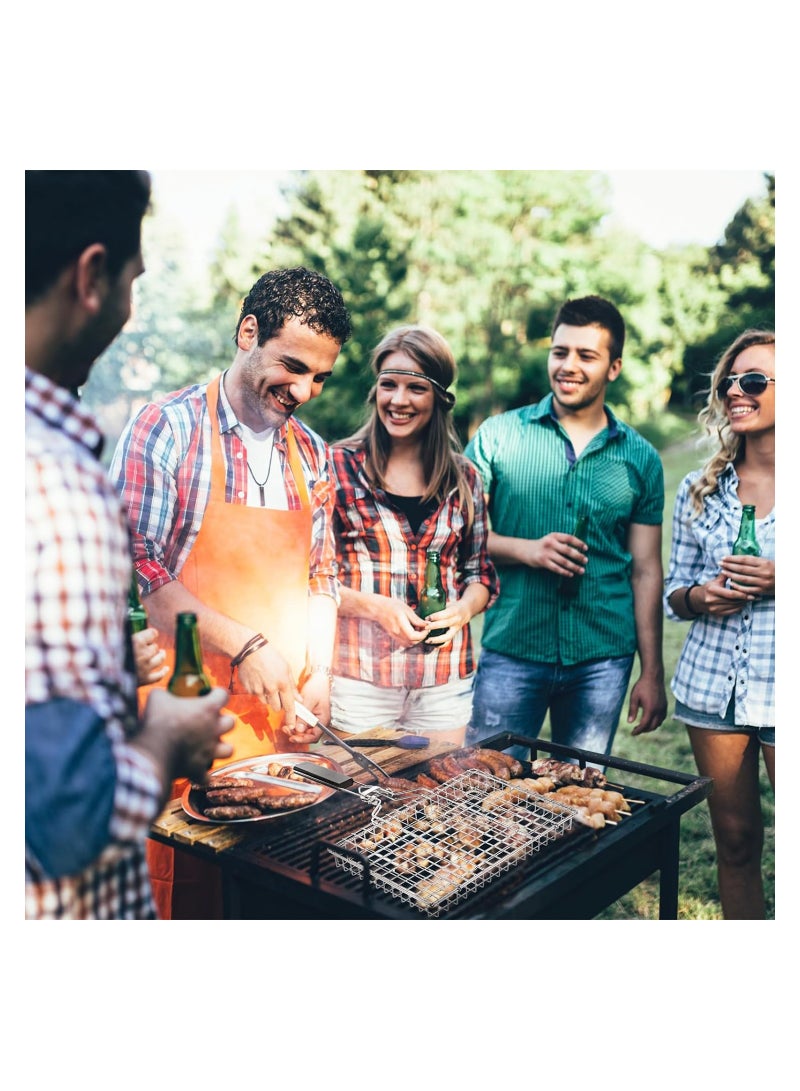 SYOSI Grill Basket for Outdoor, 2 Pcs BBQ Grill Basket Fish Grilling Basket, with Handle Stainless Steel Portable Grill Rack, Dishwasher Safe, for Vegetables Shrimp Steak Cooking, for Variety of Grills - Image 5