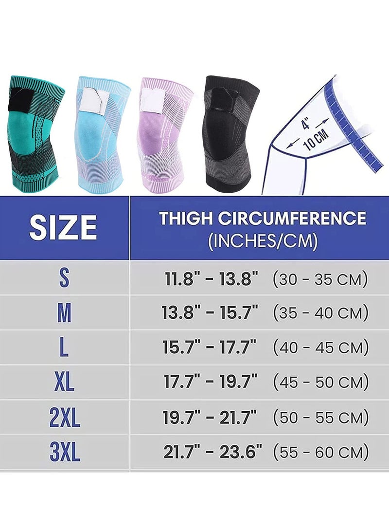SOLARAE دعامة الركبة ديستينيك - غلاف ضغط الركبة ديستينيك، 1 زوج من أكمام الركبة للنساء لألم الركبة، روديليرا مزدوجة، قابلة للتعديل 3D عالية المرونة غلاف ضغط الركبة (XL) - Image 4