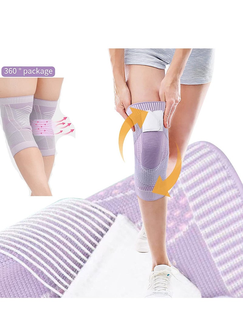 SOLARAE دعامة الركبة ديستينيك - غلاف ضغط الركبة ديستينيك، 1 زوج من أكمام الركبة للنساء لألم الركبة، روديليرا مزدوجة، قابلة للتعديل 3D عالية المرونة غلاف ضغط الركبة (XL) - Image 5