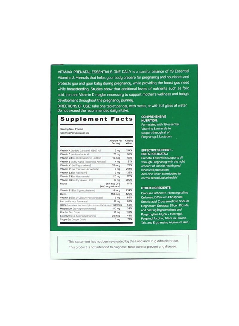 Vitamax Prenatal Essentials One Daily Tablets 30'S - Image 2