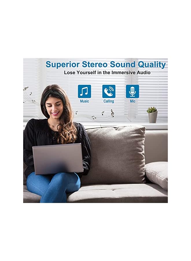 Excefore Bluetooth Headband Sports Antiperspirant Headband Wireless Headband Headphones With Ultra Thin Hd Stereo Speakers Perfect For Sleeping Workout Jogging Yoga Air Travel - Image 2