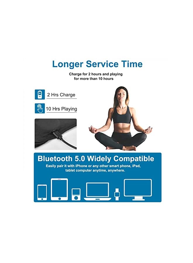 Excefore Bluetooth Headband Sports Antiperspirant Headband Wireless Headband Headphones With Ultra Thin Hd Stereo Speakers Perfect For Sleeping Workout Jogging Yoga Air Travel - Image 4