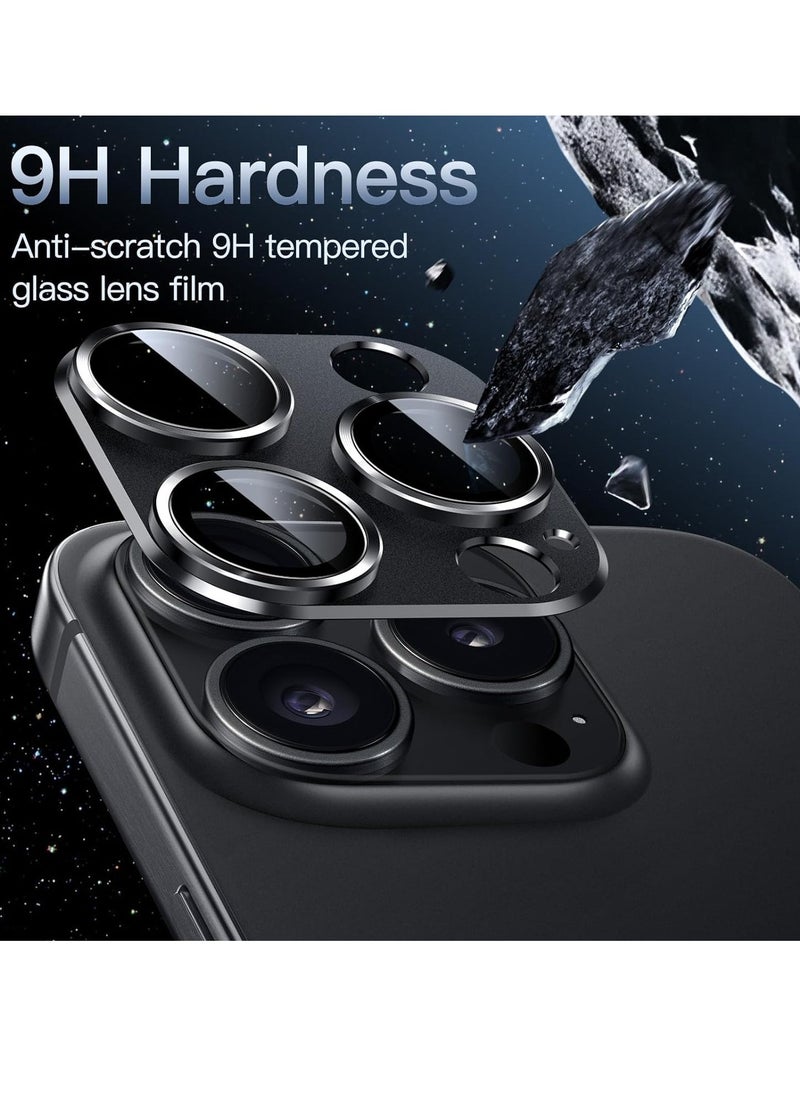 Raxoom Camera Lens Protector for iPhone 15 Pro 6.1-Inch and iPhone 15 Pro Max 6.7-Inch, Full Coverage 9H Tempered Glass Ring Cover, Matte Metal Plate, Case Friendly, 1-Pack (Space Black) - Image 4