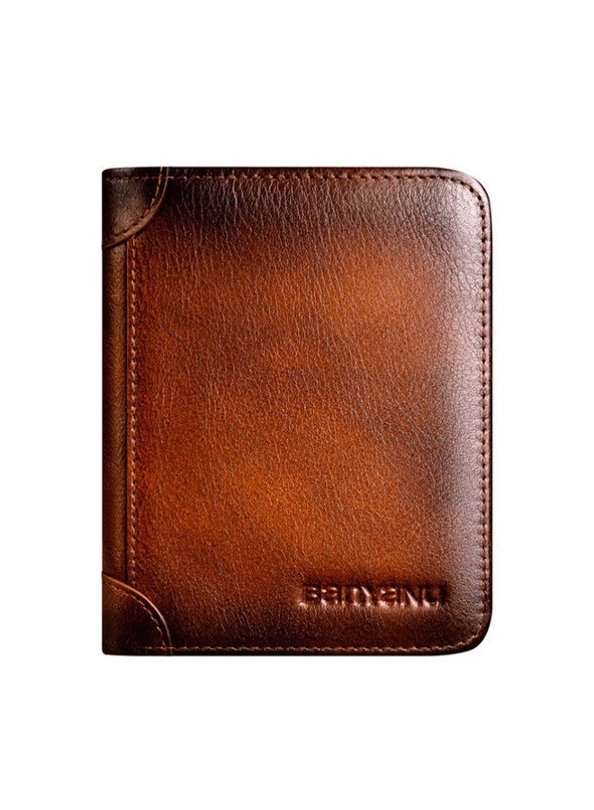 banyanu Men's Vintage Leather Wallet Yellow Amber - Image 1