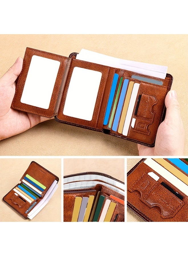 banyanu Men's Vintage Leather Wallet Yellow Amber - Image 3