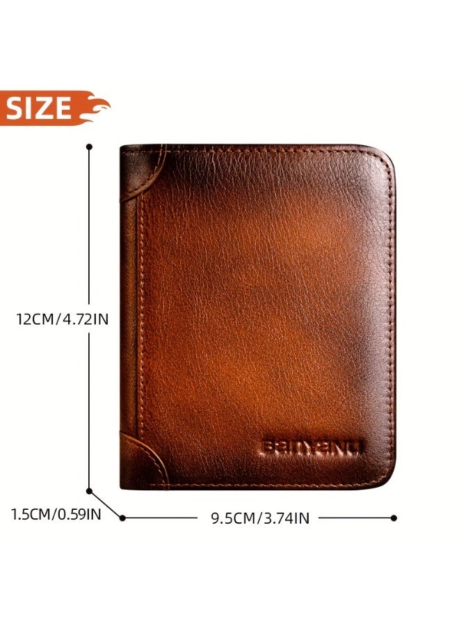 banyanu Men's Vintage Leather Wallet Yellow Amber - Image 5
