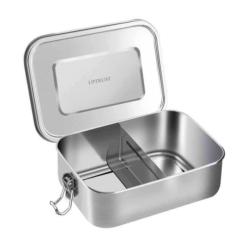 UPTRUST Stainless Steel Lunch Food Container 800ML27oz Bento Boxes Metal Lunch Box  Lockable Clips to Leak Proof Adjustable Divider included Dishwasher Safe BPA free 800ML27oz