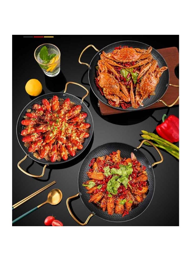 Stainless Steel Two-Handed Frying Pan, Non-Stick Deep Wok Frying Pan for Frying, Roasting and Serving Classic Small Everyday Use for Chefs (24cm) - Image 2