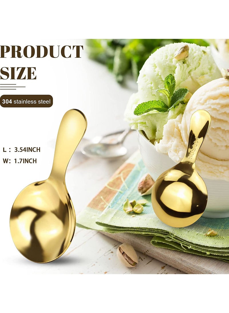 SYOSI 10 PCS Dessert Tasting Spoons, 3.54 inch Food Grade Stainless Steel Short Handle Spoons- Dishwasher Safe, Golden Mini Spoons for Home, Kitchen or Restaurant  - Image 2