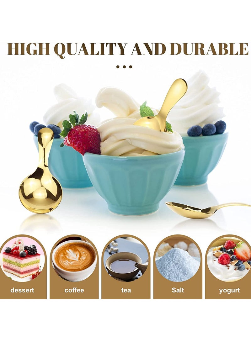 SYOSI 10 PCS Dessert Tasting Spoons, 3.54 inch Food Grade Stainless Steel Short Handle Spoons- Dishwasher Safe, Golden Mini Spoons for Home, Kitchen or Restaurant  - Image 4